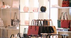 leather handbags in a luxury fashion store